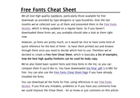 Free Fonts Cheat Sheet