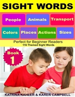 SIGHT WORDS - Level 1: Book 1 - People Animals Colors Sizes Places Transport Actions: Single Words with Pictures suitable for 2 - 5 year olds Beginner Readers