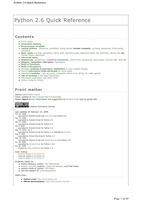 Python 2.6 Quick Reference